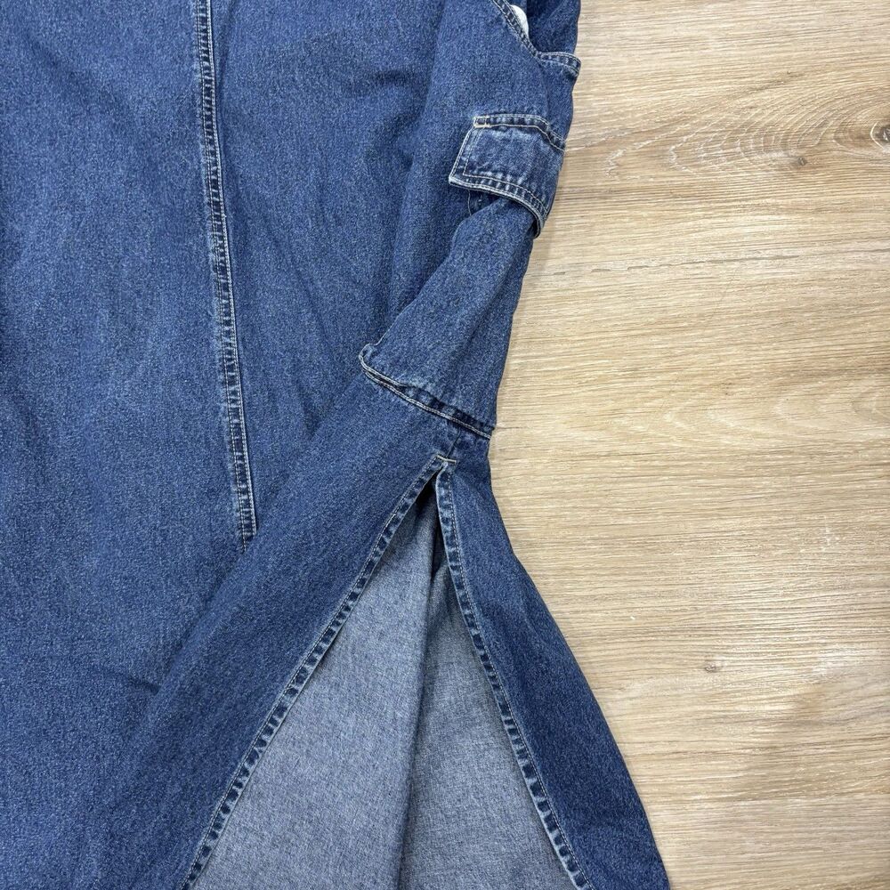 Denim Cargo Dress Womens Size 2X Y2K 00s Midi J.L.N.Y. Vintage Side Slits Maxi - Picture 4 of 10